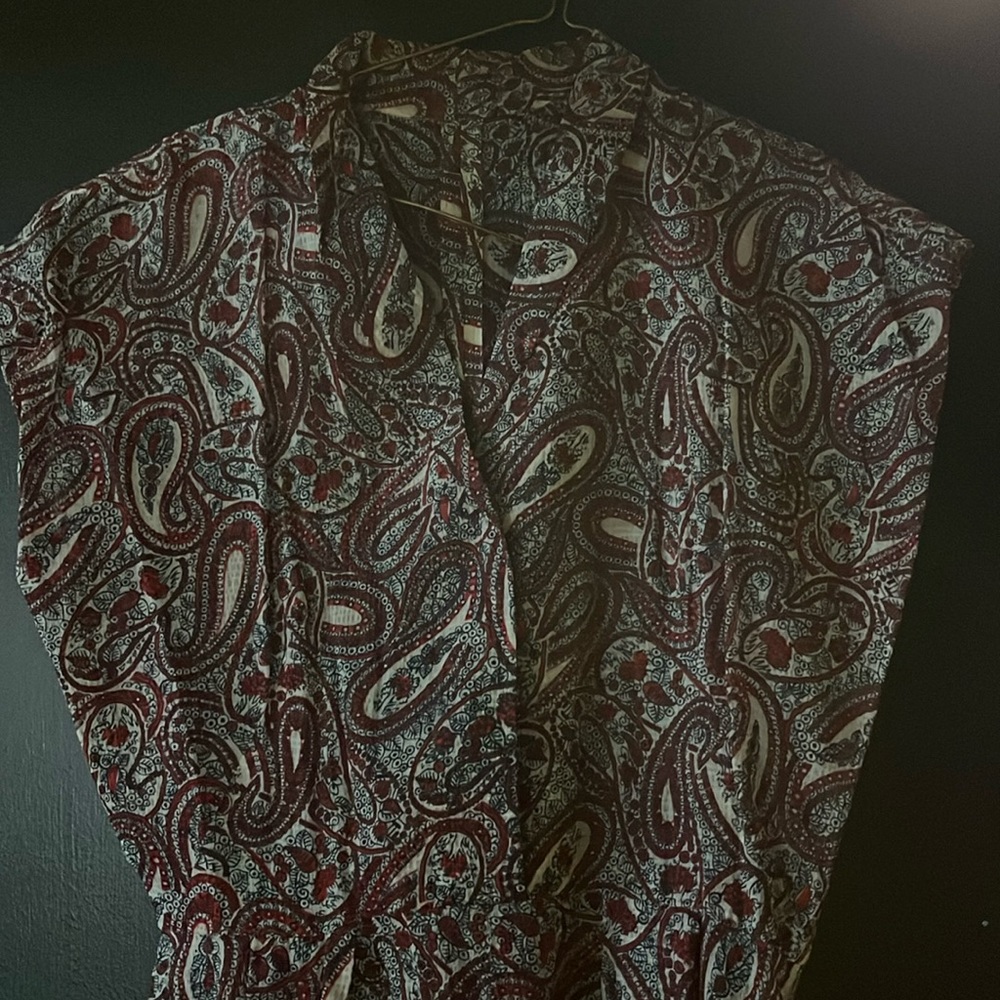 Vintage paisley gossamer thin dress handmade